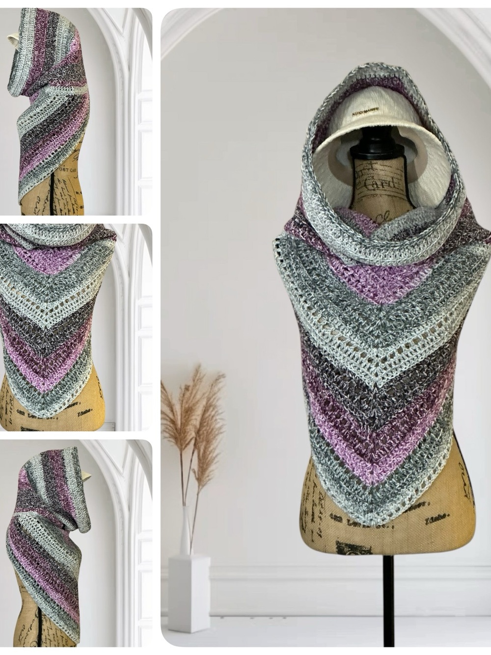Hand Crafted Crochet Hooded Cowl Scarf One Size Adult